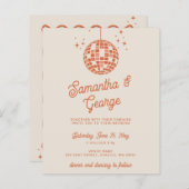 Orange Foto Disco Einladung zur Hochzeit (Vorne/Hinten)