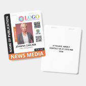 Orange Foto- und 3-Logo-QR-Code-Press-ID Ausweis (Vorder- & Rückseite)
