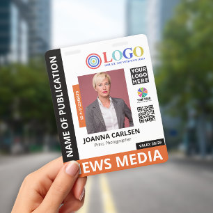 Orange Foto- und 3-Logo-QR-Code-Press-ID Ausweis