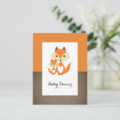 Orange Fox Burlap Baby Dusche Einladung (Stehend Vorderseite)