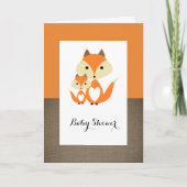 Orange Fox Burlap Baby Dusche Einladung (Vorderseite)