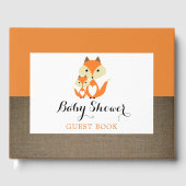 Orange Fox Burlap Baby Dusche Gästebuch (Vorderseite)