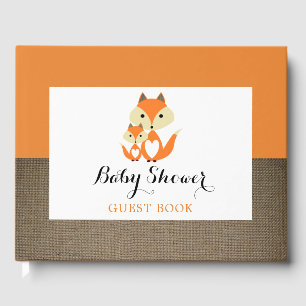Orange Fox Burlap Baby Dusche Gästebuch