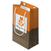 Orange Fox Burlap Baby Dusche Kleine Geschenktüte (Vorderseite Schrägansicht)