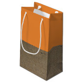 Orange Fox Burlap Baby Dusche Kleine Geschenktüte (Rückseite Schrägansicht)