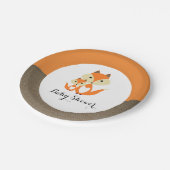 Orange Fox Burlap Baby Dusche Pappteller (Schrägansicht)
