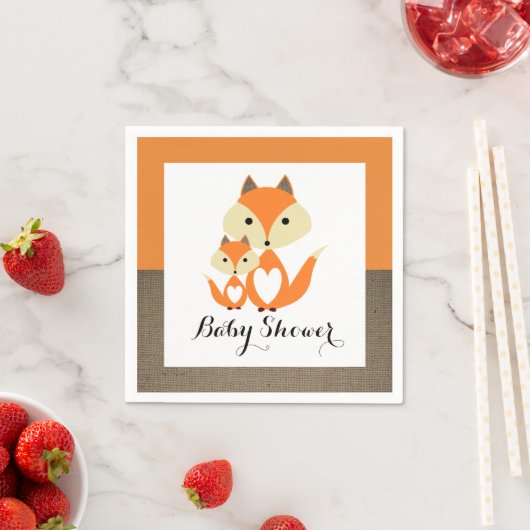 Orange Fox Burlap Baby Dusche Serviette (Beispiel)