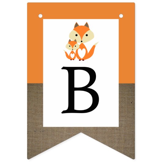 Orange Fox Burlap Baby Dusche Wimpelkette (Dritte Fahne)