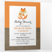 Orange Fox Burlap, Baby Showsuite Dreifach Gefaltete Einladung (Innen Erste Seite)