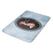 Orange Fox in Roter Weihnachtsmannmütze Frohe Weih Badematte (Schrägansicht)