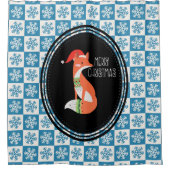 Orange Fox in Roter Weihnachtsmannmütze Frohe Weih Duschvorhang (Vorderseite)