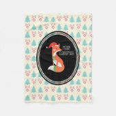 Orange Fox in Roter Weihnachtsmannmütze Frohe Weih Fleecedecke (Vorderseite)