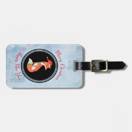 Orange Fox in Roter Weihnachtsmannmütze Frohe Weih Gepäckanhänger