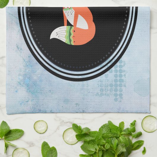 Orange Fox in Roter Weihnachtsmannmütze Frohe Weih Geschirrtuch (Gefaltet)