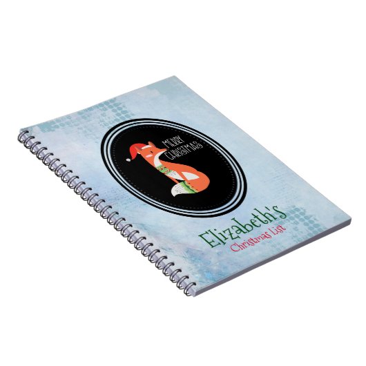 Orange Fox in Roter Weihnachtsmannmütze Frohe Weih Notizblock (Rechte Seite)