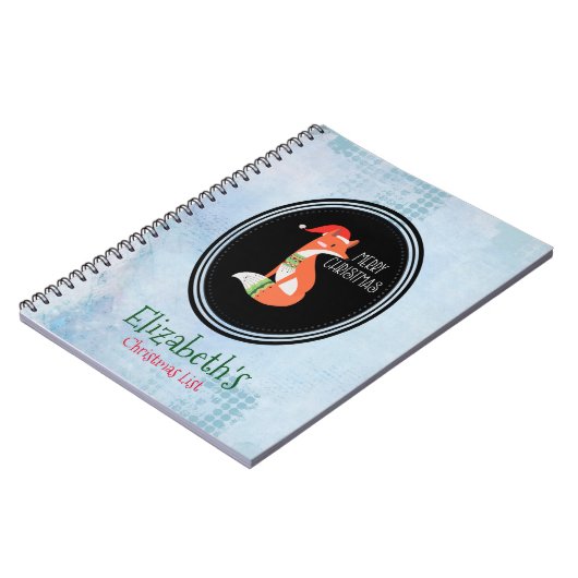 Orange Fox in Roter Weihnachtsmannmütze Frohe Weih Notizblock (Linke Seite)