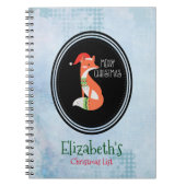 Orange Fox in Roter Weihnachtsmannmütze Frohe Weih Notizblock (Vorderseite)