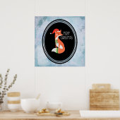 Orange Fox in Roter Weihnachtsmannmütze Frohe Weih Poster (Küche)