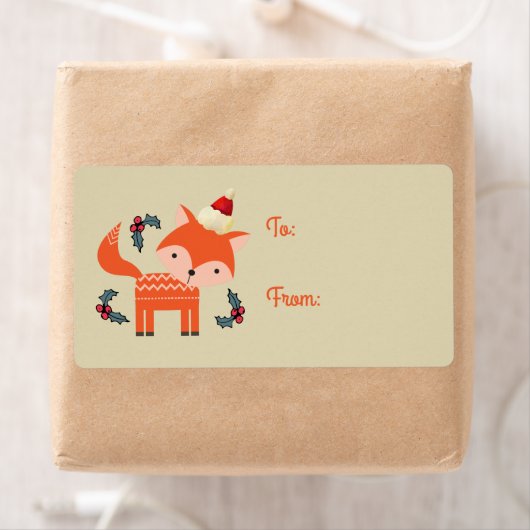 Orange Fox in Weihnachtsmannmütze Niedlich Retro W (Insitu)