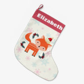 Orange Fox in Weihnachtsmannmütze Niedliche Weihna Großer Weihnachtsstrumpf (Vorderansicht (hängend))