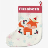 Orange Fox in Weihnachtsmannmütze Niedliche Weihna Großer Weihnachtsstrumpf (Rückseite)