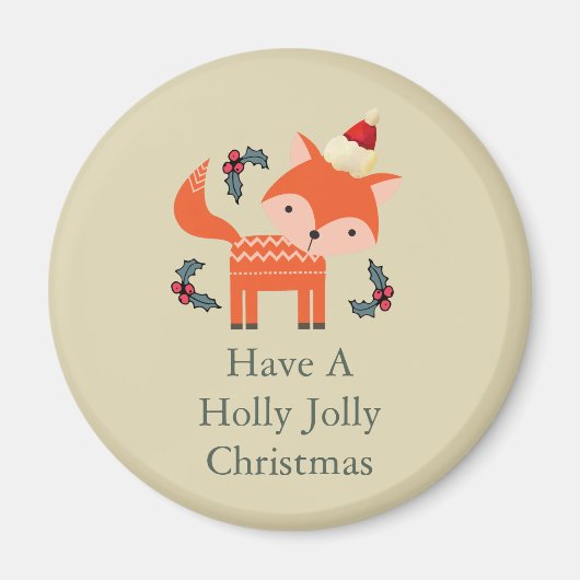 Orange Fox in Weihnachtsmannmütze Niedliche Whimsi Magnet (Vorne)