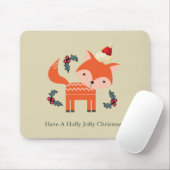 Orange Fox in Weihnachtsmannmütze Niedliche Whimsi Mousepad (Mit Mouse)