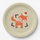 Orange Fox in Weihnachtsmannmütze Niedliche Whimsi Pappteller (Vorderseite)