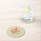 Orange Fox in Weihnachtsmannmütze Niedliche Whimsi Runder Pappuntersetzer (Vor Ort)