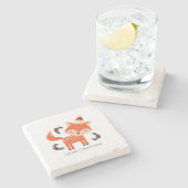 Orange Fox in Weihnachtsmannmütze Niedliche Whimsi Steinuntersetzer (Seitenansicht)