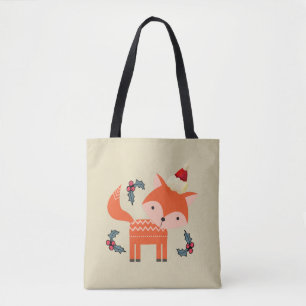 Orange Fox in Weihnachtsmannmütze Niedliche Whimsi Tasche