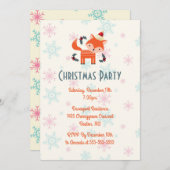 Orange Fox In Weihnachtsmannmütze Weihnachts-Party Einladung (Vorne/Hinten)