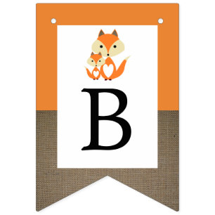 Orange Fox-Leinwand-Babyparty Wimpelkette