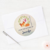 Orange Fox mit rotem Herzen Küche Backen Runder Aufkleber (Umschlag)