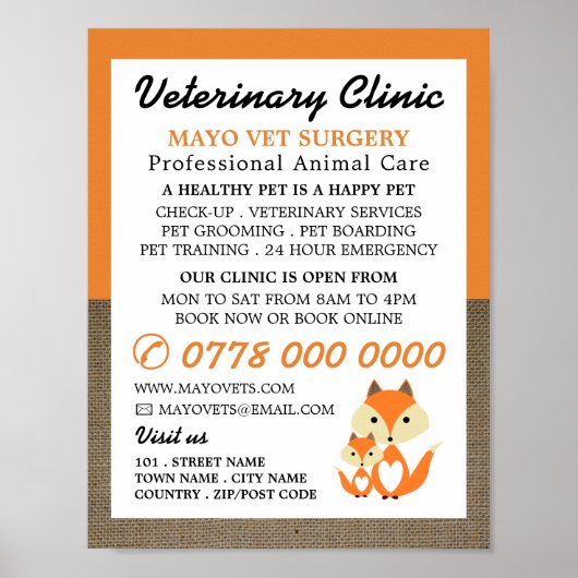 Orange Fox, Tierarzt, Veterinärdienst Poster (Vorne)