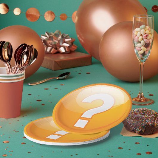 Orange Fragezeichen Papierplatten Pappteller
