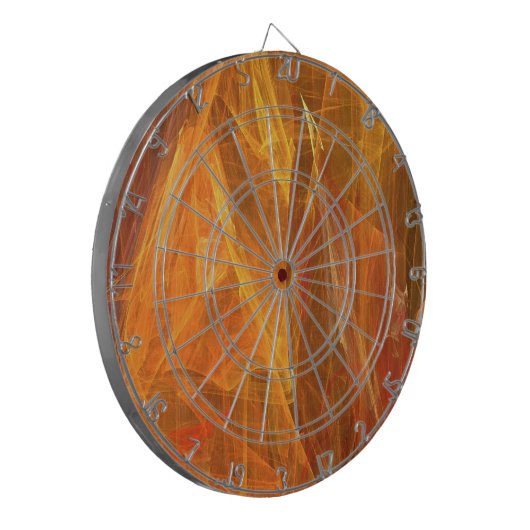 Orange Fraktal Dart Board Dartscheibe (Vorderseite Links)