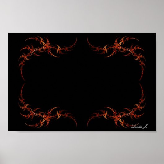 Orange Fraktal Fiery Border Leinwand oder Poster (Vorne)