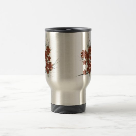 Orange Fraktal-Kunst-Blumenstrauß Reisebecher (Mittel)