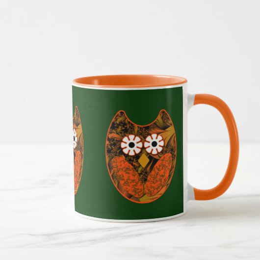 Orange Fraktal Owl Tasse (Rechts)