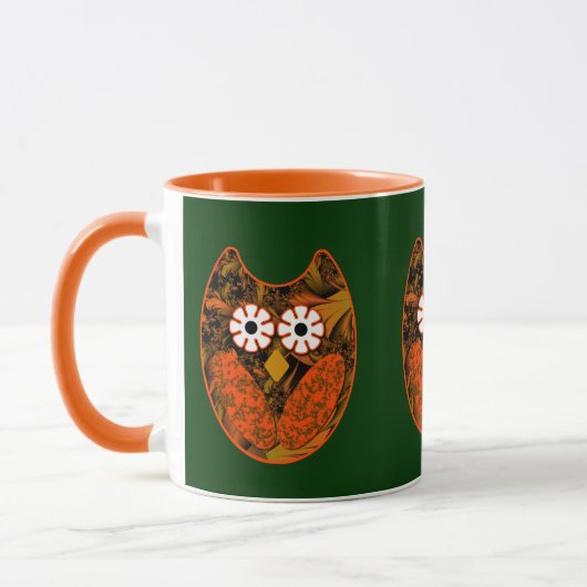 Orange Fraktal Owl Tasse (Links)