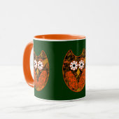 Orange Fraktal Owl Tasse (Vorderseite Links)