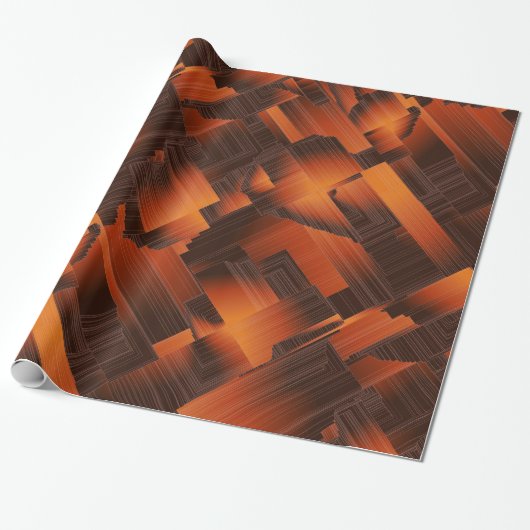 Orange Fraktal Wrapping Paper Geschenkpapier (Ungerollt)