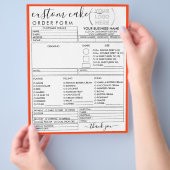 Orange Frame Simple Modern Bakery Cake Order Form Flyer (Hand)