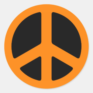 Orange Friedenszeichen Runder Aufkleber