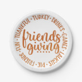 Orange Friendsgiving-Papier Pappteller (Vorderseite)