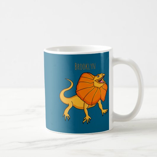 Orange Frilled Neck Lizard Cartoon Illustration Ba Kaffeetasse (Rechts)