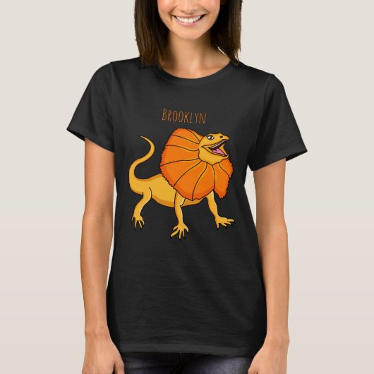 Orange Frilled Neck Lizard Cartoon Illustration Ba T-Shirt (Vorderseite)