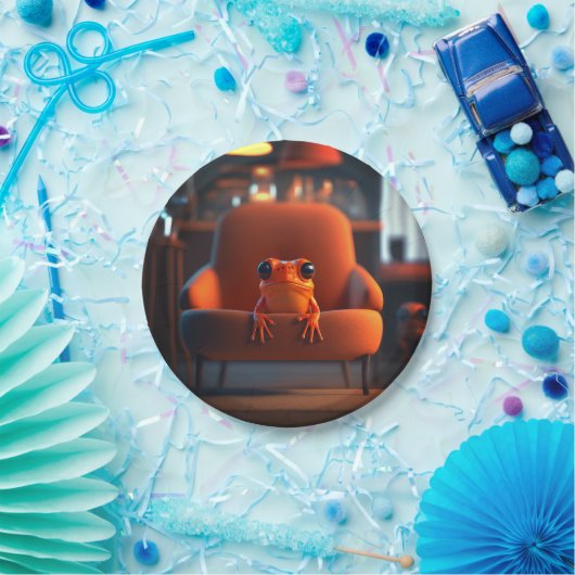 Orange Frog Pappteller (Party)