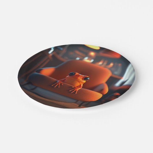 Orange Frog Pappteller (Schrägansicht)